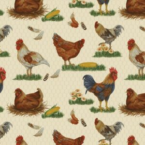 45" Studio E Fabric The Chicken Club Roosters And Chickens