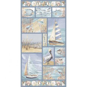 45" Blank Quilting Ocean Oasis Coastal 24" Panel