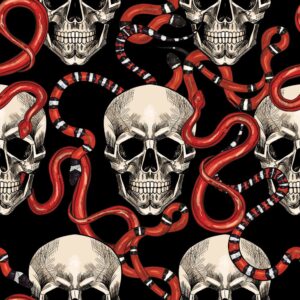 45" Skull Snakes Allover