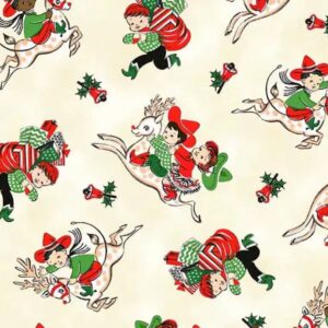 45" Michael Miller Christmas Rodeo Giddyup Reindeer