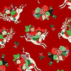 45" Michael Miller Christmas Rodeo Giddyup Reindeer