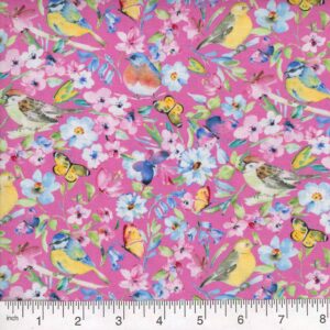 45" Birds N Blooms Hot Pink
