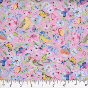 45" Birds N Blooms Light Pink