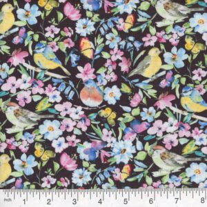 45" Birds N Blooms Black