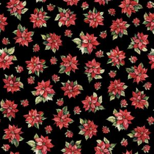 45" Christmas Blooms Black Digital