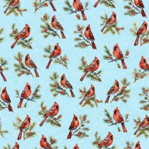 45" Christmas Cardinals Aqua Digital
