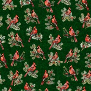 45" Christmas Cardinals Green Digital