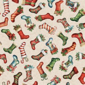 45" Stuffed Stockings Cream Digital