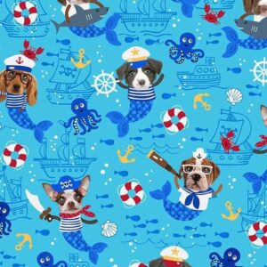 45" Michael Miller Sea Woofs Allover