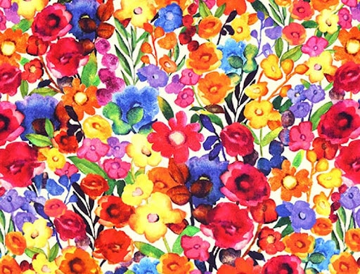 118 inch wide fabric with vibrant watercolor floral print