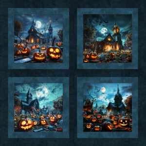 45" MDG Haunted House Pumpkins Panel