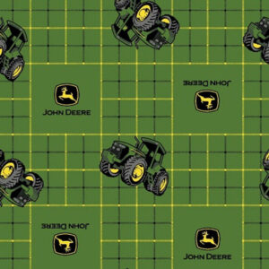 108" John Deere Square Plaid Tractors Green Wide Backing