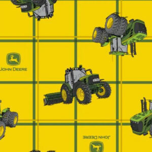 108" John Deere Square Plaid Tractors Yellow Wide Backing