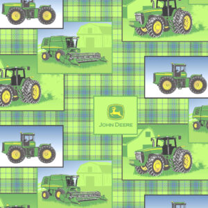 108" John Deere Plaid Patch Allover Green Wide Backing