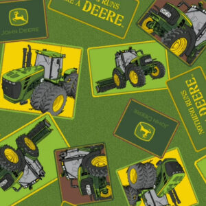 108" John Deere Tossed Tractor Patches Green Wide Backing