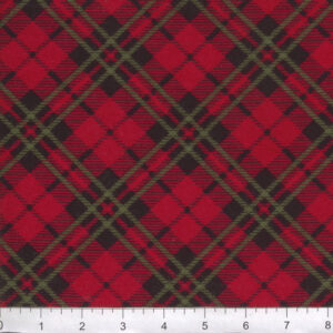 45" Flannel Black Red Green Plaid