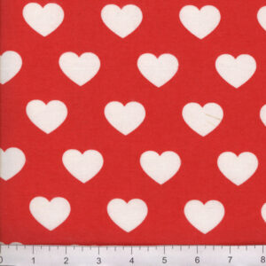45" Flannel Dotted Hearts Red