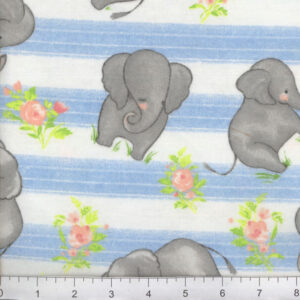 45" Flannel Sweet Elephant On Stripes