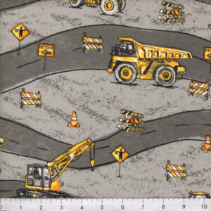 45" Flannel Windy Road Construction