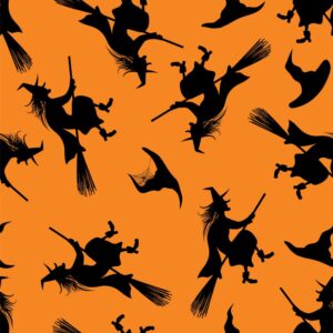 45" Broomstick Witch Allover - Orange