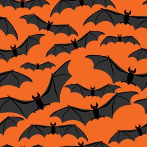 45" Spooky Bats Allover - Orange