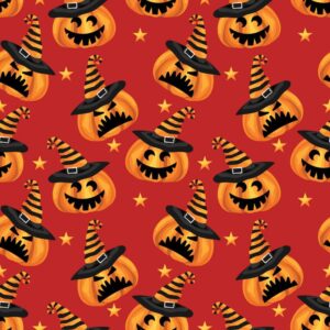 45" Mischievous Pumpkins Allover - Red