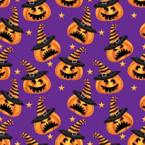 45" Mischievous Pumpkins Allover - Purple