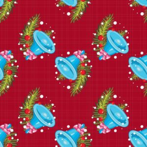 45" Blue Bells Allover - Red