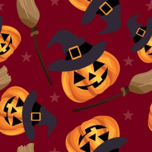 45" Smiling Pumpkin Allover - Red