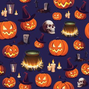 45" Haunted Halloween Allover - Blue