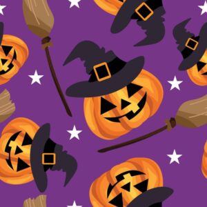 45" Smiling Pumpkin Allover - Purple