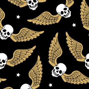 45" Flying Skulls Allover