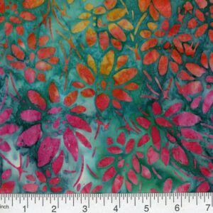 45" Premium Hand Stamped Batiks Floral Radiance