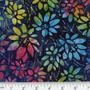 45" Premium Hand Stamped Batiks Floral Radiance