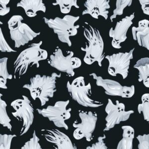 45" Eerie Ghosts Allover - Black