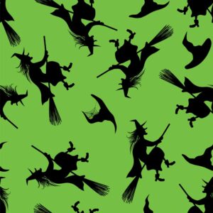 45" Broomstick Witch Allover - Green