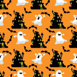 45" Haunted House Allover - Orange