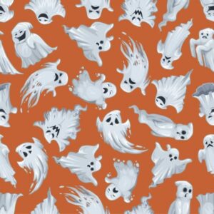 45" Eerie Ghosts Allover - Orange
