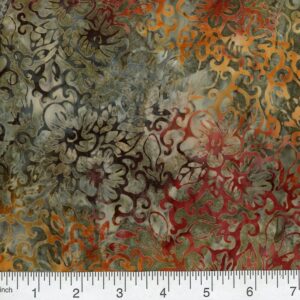 45" Premium Hand Stamped Batiks Floral Essence