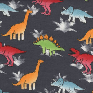45" Flannel Bright Dinos on Gray