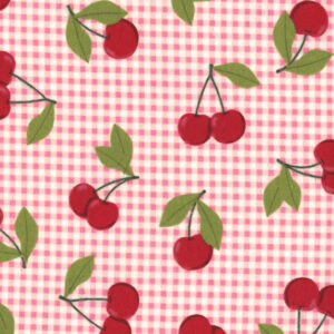 45" Flannel Cherry on Gingham