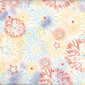 45" Flannel Colorful Bursting Fireworks on Cream