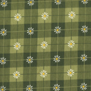 45" Flannel Daisy on Green Plaid