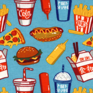 45" Flannel Fast Food on Blue