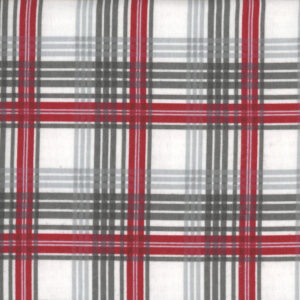 45" Flannel Gray Red Cream Plaid