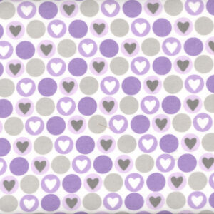 45" Flannel Hearts and Dots Purple