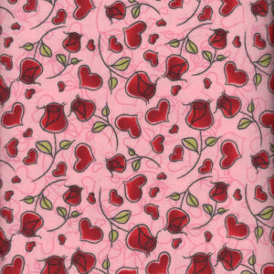 45" Flannel Hearts and Roses