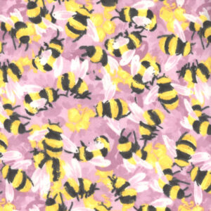 45" Flannel Painterly Bees on Pink