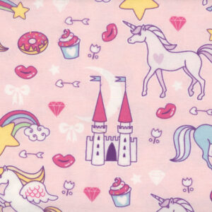 45" Flannel Unicorn Castle Pink