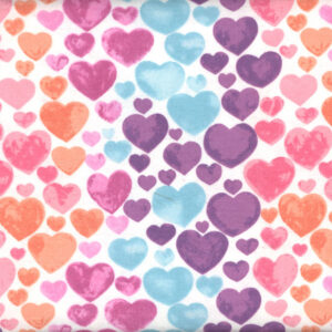 45" Flannel Watercolor Hearts Pink Purple